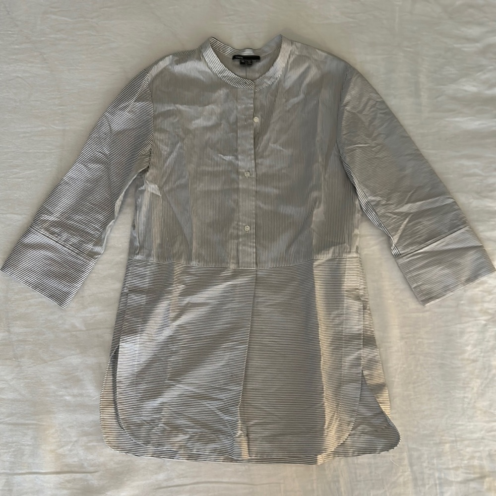 Vince Black & White Striped Blouse